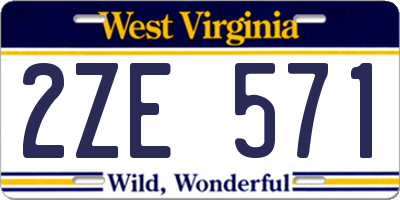 WV license plate 2ZE571