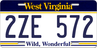 WV license plate 2ZE572