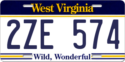 WV license plate 2ZE574