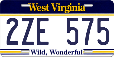 WV license plate 2ZE575