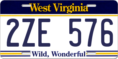 WV license plate 2ZE576