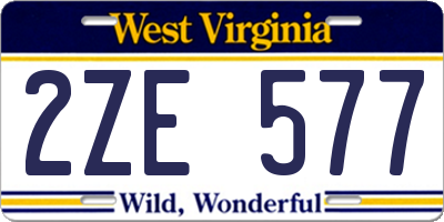 WV license plate 2ZE577