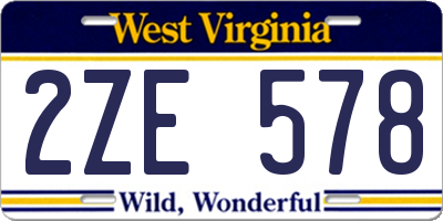WV license plate 2ZE578