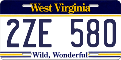 WV license plate 2ZE580