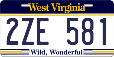 WV license plate 2ZE581