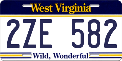 WV license plate 2ZE582