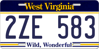 WV license plate 2ZE583