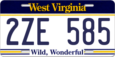 WV license plate 2ZE585