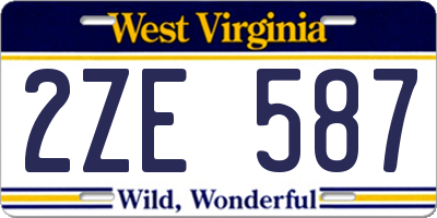 WV license plate 2ZE587