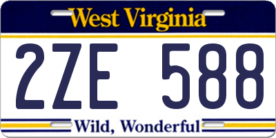 WV license plate 2ZE588