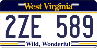 WV license plate 2ZE589