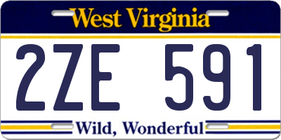 WV license plate 2ZE591