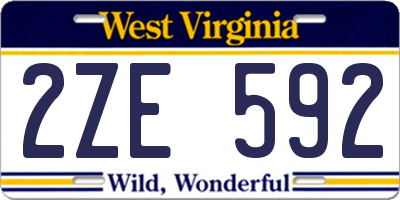 WV license plate 2ZE592