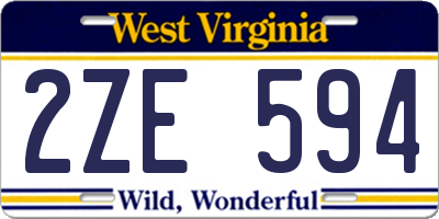 WV license plate 2ZE594