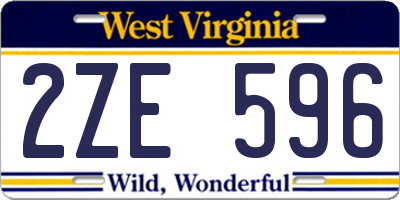 WV license plate 2ZE596