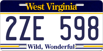 WV license plate 2ZE598