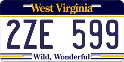 WV license plate 2ZE599