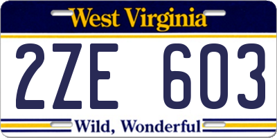 WV license plate 2ZE603