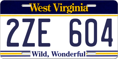 WV license plate 2ZE604