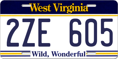 WV license plate 2ZE605