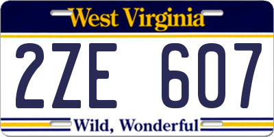 WV license plate 2ZE607