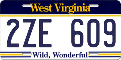 WV license plate 2ZE609