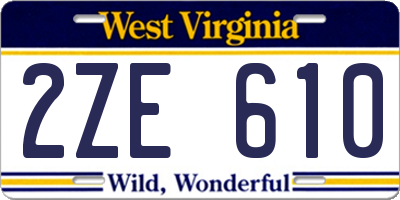 WV license plate 2ZE610