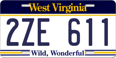 WV license plate 2ZE611