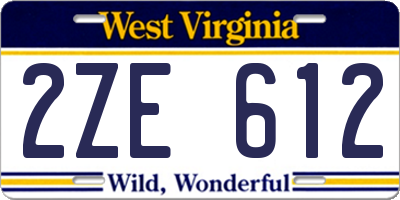 WV license plate 2ZE612