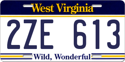 WV license plate 2ZE613
