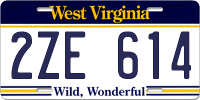 WV license plate 2ZE614