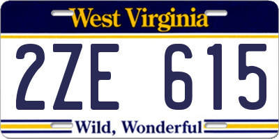 WV license plate 2ZE615