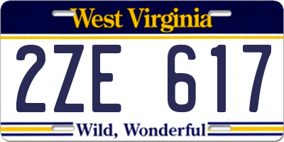 WV license plate 2ZE617