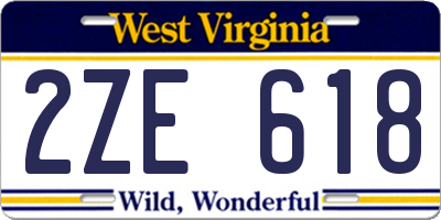 WV license plate 2ZE618