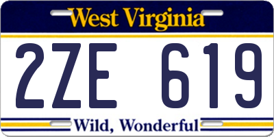 WV license plate 2ZE619