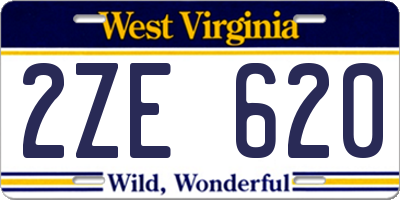 WV license plate 2ZE620