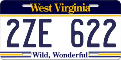 WV license plate 2ZE622