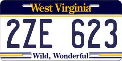 WV license plate 2ZE623