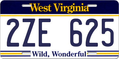 WV license plate 2ZE625