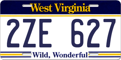 WV license plate 2ZE627