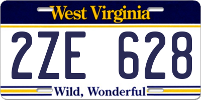 WV license plate 2ZE628