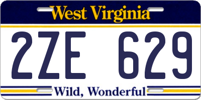 WV license plate 2ZE629