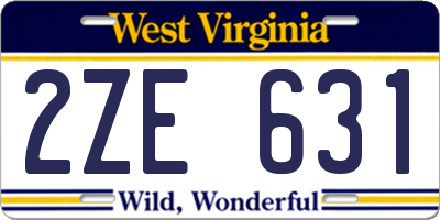 WV license plate 2ZE631