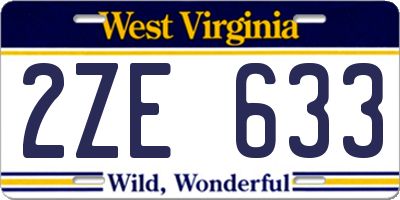 WV license plate 2ZE633