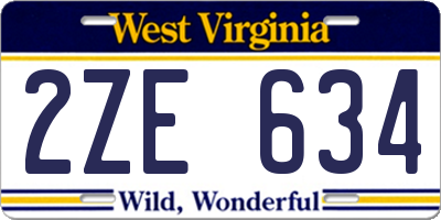 WV license plate 2ZE634