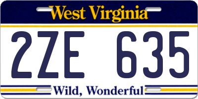 WV license plate 2ZE635