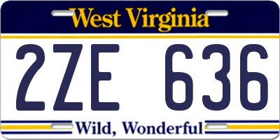WV license plate 2ZE636