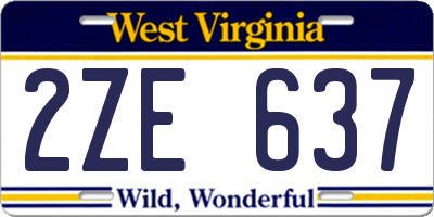 WV license plate 2ZE637
