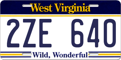 WV license plate 2ZE640