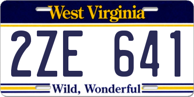 WV license plate 2ZE641